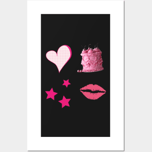 Neon Pink Aesthetic Sticker Pack Posters and Art